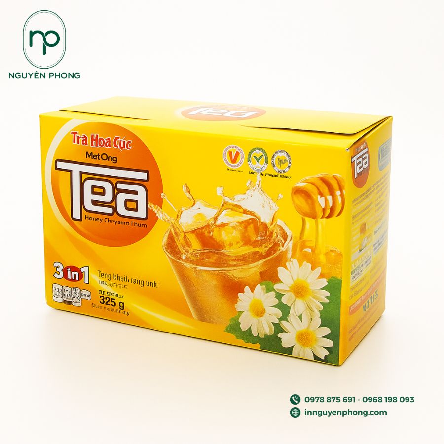 In hộp giấy đựng trà hoa cúc đẹp